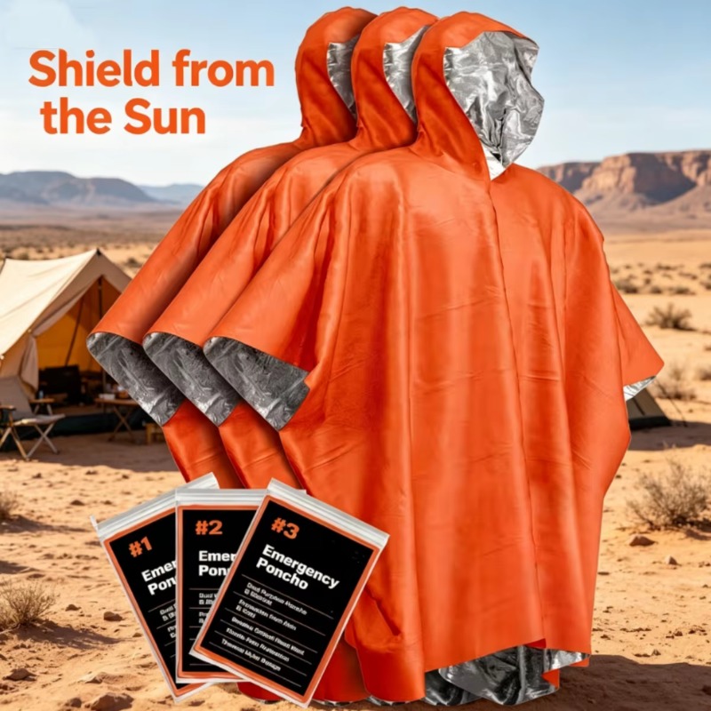 1–5 Stück multifunktionaler Üb – Emergency Poncho Rain Bewertung und Preis